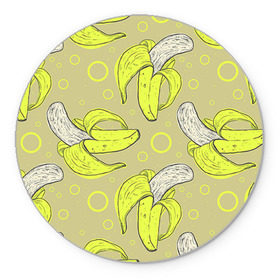 Коврик круглый с принтом Банан 8 в Новосибирске, резина и полиэстер | круглая форма, изображение наносится на всю лицевую часть | banana | банан | бананы | паттерн