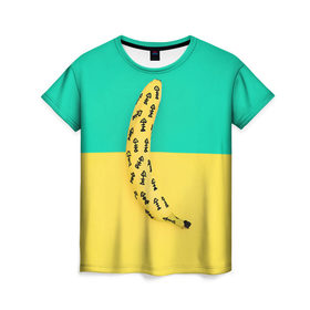 Женская футболка 3D с принтом Банан 5 в Новосибирске, 100% полиэфир ( синтетическое хлопкоподобное полотно) | прямой крой, круглый вырез горловины, длина до линии бедер | banana | fashion | банан | бананы | мода