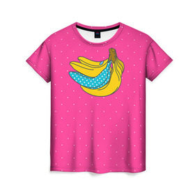 Женская футболка 3D с принтом Банан 2 в Новосибирске, 100% полиэфир ( синтетическое хлопкоподобное полотно) | прямой крой, круглый вырез горловины, длина до линии бедер | banana | fashion | банан | бананы | мода