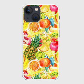 Чехол для iPhone 13 mini с принтом Веселые фрукты 1 в Новосибирске,  |  | апельсин | арбуз | банан | виноград | груша | киви | овощи | питание | ппп | правильное | тайланд | фрукт | яблоко