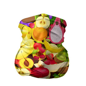Бандана-труба 3D с принтом Веселые фрукты в Новосибирске, 100% полиэстер, ткань с особыми свойствами — Activecool | плотность 150‒180 г/м2; хорошо тянется, но сохраняет форму | апельсин | арбуз | банан | виноград | груша | киви | овощи | питание | ппп | правильное | тайланд | фрукт | яблоко