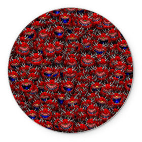 Коврик круглый с принтом Какодемоны (pixel-art) в Новосибирске, резина и полиэстер | круглая форма, изображение наносится на всю лицевую часть | Тематика изображения на принте: doom | демон | дум
