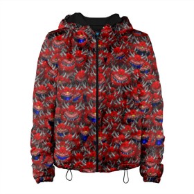 Женская куртка 3D с принтом Какодемоны (pixel-art) в Новосибирске, ткань верха — 100% полиэстер, подклад — флис | прямой крой, подол и капюшон оформлены резинкой с фиксаторами, два кармана без застежек по бокам, один большой потайной карман на груди. Карман на груди застегивается на липучку | doom | демон | дум