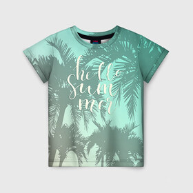 Детская футболка 3D с принтом HAWAII 8 в Новосибирске, 100% гипоаллергенный полиэфир | прямой крой, круглый вырез горловины, длина до линии бедер, чуть спущенное плечо, ткань немного тянется | hawaii | гаваи | лето | океан | отдых | пальмы | пляж | серф