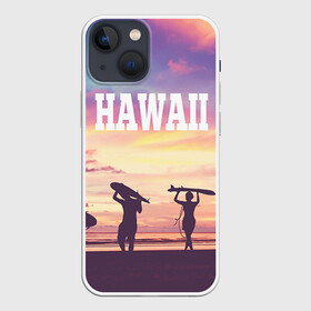 Чехол для iPhone 13 mini с принтом HAWAII 3 в Новосибирске,  |  | hawaii | гаваи | лето | океан | отдых | пальмы | пляж | серф