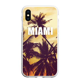 Чехол для iPhone XS Max матовый с принтом MIAMI в Новосибирске, Силикон | Область печати: задняя сторона чехла, без боковых панелей | miami | лето | майами | маями | океан | отдых | пальмы | пляж | серф