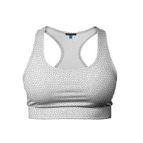 Женский спортивный топ 3D с принтом Витраж Белый в Новосибирске, 82% полиэстер, 18% спандекс Ткань безопасна для здоровья, позволяет коже дышать, не мнется и не растягивается |  | texture | белый | витраж | текстура