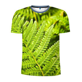 Мужская футболка 3D спортивная с принтом Папоротник в Новосибирске, 100% полиэстер с улучшенными характеристиками | приталенный силуэт, круглая горловина, широкие плечи, сужается к линии бедра | ботаника | зелень | листья | папоротник | природа | растения | цветок