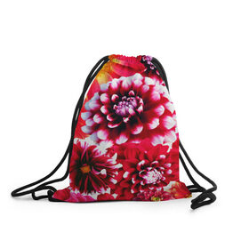Рюкзак-мешок 3D с принтом Яркие цветы в Новосибирске, 100% полиэстер | плотность ткани — 200 г/м2, размер — 35 х 45 см; лямки — толстые шнурки, застежка на шнуровке, без карманов и подкладки | красный | лепестки | прикольные картинки | цветочки | цветы