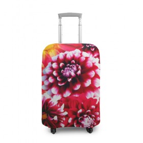 Чехол для чемодана 3D с принтом Яркие цветы в Новосибирске, 86% полиэфир, 14% спандекс | двустороннее нанесение принта, прорези для ручек и колес | красный | лепестки | прикольные картинки | цветочки | цветы