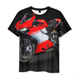 Мужская футболка 3D с принтом Ducati в Новосибирске, 100% полиэфир | прямой крой, круглый вырез горловины, длина до линии бедер | ducati | мото | мотоцикл | скорость