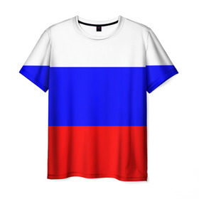 Мужская футболка 3D с принтом Россия в Новосибирске, 100% полиэфир | прямой крой, круглый вырез горловины, длина до линии бедер | народный | россия | русский | страны | триколор | флаг