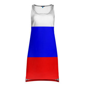 Платье-майка 3D с принтом Россия в Новосибирске, 100% полиэстер | полуприлегающий силуэт, широкие бретели, круглый вырез горловины, удлиненный подол сзади. | Тематика изображения на принте: народный | россия | русский | страны | триколор | флаг