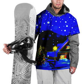 Накидка на куртку 3D с принтом Новогодняя ночь в Новосибирске, 100% полиэстер |  | Тематика изображения на принте: елка | зима | новый год | снежинки