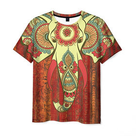 Мужская футболка 3D с принтом Индия 4 в Новосибирске, 100% полиэфир | прямой крой, круглый вырез горловины, длина до линии бедер | india | индия | индуизм | кришна | слон