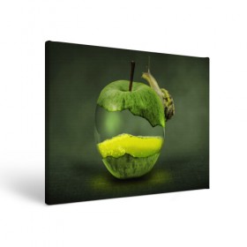 Холст прямоугольный с принтом Яблоко в Новосибирске, 100% ПВХ |  | арт | зеленый | новые | улитка | фантастика | фрукты | яблоко