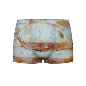 Мужские трусы 3D с принтом Хлеб в Новосибирске, 50% хлопок, 50% полиэстер | классическая посадка, на поясе мягкая тканевая резинка | батон | булка | булочка | выпечка | еда | кулинария | кусочек | мука | хлеб