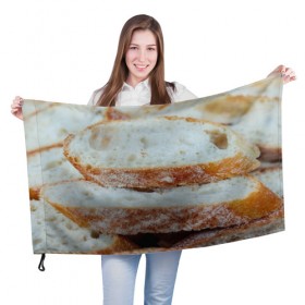 Флаг 3D с принтом Хлеб в Новосибирске, 100% полиэстер | плотность ткани — 95 г/м2, размер — 67 х 109 см. Принт наносится с одной стороны | батон | булка | булочка | выпечка | еда | кулинария | кусочек | мука | хлеб