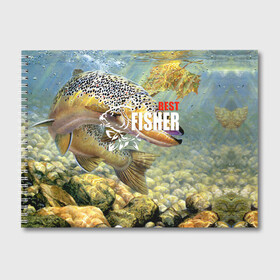 Альбом для рисования с принтом Лучший рыбак в Новосибирске, 100% бумага
 | матовая бумага, плотность 200 мг. | best fisherman | bottom | bubbles | fish | fishing | leaf | maple | rays | river | stones | sturgeon | water | вода | дно | камни | кленовый | лист | лучи | лучший | осетр | пузыри | река | рыба | рыбак | рыбалка