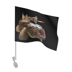 Флаг для автомобиля с принтом Лучший рыбак в Новосибирске, 100% полиэстер | Размер: 30*21 см | best fisherman | black background | deep | fish | fishing | jaws | predator | teeth | water | вода | глубина | зубы | лучший | пасть | рыба | рыбак | рыбалка | хищник | черный фон