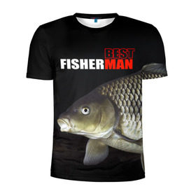Мужская футболка 3D спортивная с принтом Лучший рыбак в Новосибирске, 100% полиэстер с улучшенными характеристиками | приталенный силуэт, круглая горловина, широкие плечи, сужается к линии бедра | background | best fisherman | black | fish | fishing | лещ | лучший рыбак | рыба | рыбалка | фон | черный
