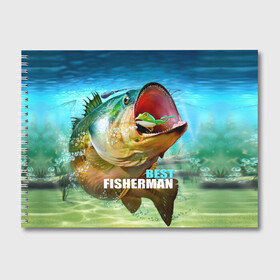 Альбом для рисования с принтом Лучший рыбак в Новосибирске, 100% бумага
 | матовая бумага, плотность 200 мг. | крючок | лягушка | наживка | рыба