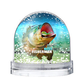 Снежный шар с принтом Лучший рыбак в Новосибирске, Пластик | Изображение внутри шара печатается на глянцевой фотобумаге с двух сторон | крючок | лягушка | наживка | рыба