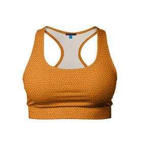 Женский спортивный топ 3D с принтом Витраж Оранжевый в Новосибирске, 82% полиэстер, 18% спандекс Ткань безопасна для здоровья, позволяет коже дышать, не мнется и не растягивается |  | texture | витраж | оранжевый | текстура