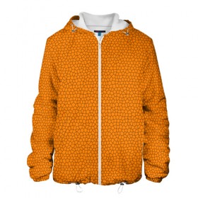 Мужская куртка 3D с принтом Витраж Оранжевый в Новосибирске, ткань верха — 100% полиэстер, подклад — флис | прямой крой, подол и капюшон оформлены резинкой с фиксаторами, два кармана без застежек по бокам, один большой потайной карман на груди. Карман на груди застегивается на липучку | texture | витраж | оранжевый | текстура