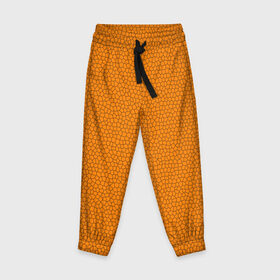 Детские брюки 3D с принтом Витраж Оранжевый в Новосибирске, 100% полиэстер | манжеты по низу, эластичный пояс регулируется шнурком, по бокам два кармана без застежек, внутренняя часть кармана из мелкой сетки | texture | витраж | оранжевый | текстура