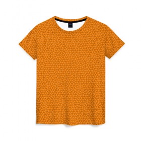 Женская футболка 3D с принтом Витраж Оранжевый в Новосибирске, 100% полиэфир ( синтетическое хлопкоподобное полотно) | прямой крой, круглый вырез горловины, длина до линии бедер | texture | витраж | оранжевый | текстура