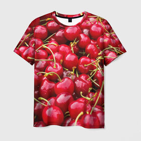 Мужская футболка 3D с принтом Черешня в Новосибирске, 100% полиэфир | прямой крой, круглый вырез горловины, длина до линии бедер | вишня | десерт | лето | сладкое | черешня | ягода
