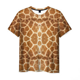 Мужская футболка 3D с принтом Шкура Жирафа в Новосибирске, 100% полиэфир | прямой крой, круглый вырез горловины, длина до линии бедер | textures | животное | жираф | текстура