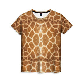 Женская футболка 3D с принтом Шкура Жирафа в Новосибирске, 100% полиэфир ( синтетическое хлопкоподобное полотно) | прямой крой, круглый вырез горловины, длина до линии бедер | textures | животное | жираф | текстура