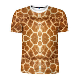 Мужская футболка 3D спортивная с принтом Шкура Жирафа в Новосибирске, 100% полиэстер с улучшенными характеристиками | приталенный силуэт, круглая горловина, широкие плечи, сужается к линии бедра | Тематика изображения на принте: textures | животное | жираф | текстура