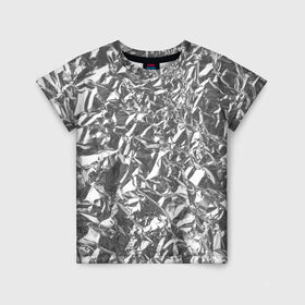 Детская футболка 3D с принтом Silver в Новосибирске, 100% гипоаллергенный полиэфир | прямой крой, круглый вырез горловины, длина до линии бедер, чуть спущенное плечо, ткань немного тянется | Тематика изображения на принте: silver | texture | драгоценный | металл | серебро | текстура