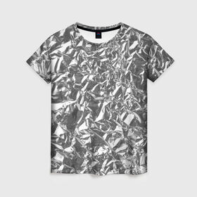 Женская футболка 3D с принтом Silver в Новосибирске, 100% полиэфир ( синтетическое хлопкоподобное полотно) | прямой крой, круглый вырез горловины, длина до линии бедер | silver | texture | драгоценный | металл | серебро | текстура