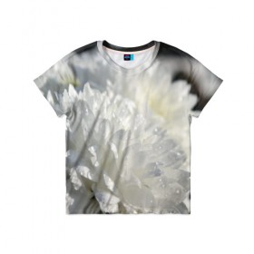 Детская футболка 3D с принтом Белый цветок в Новосибирске, 100% гипоаллергенный полиэфир | прямой крой, круглый вырез горловины, длина до линии бедер, чуть спущенное плечо, ткань немного тянется | Тематика изображения на принте: белый | цветок | цветы