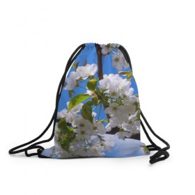 Рюкзак-мешок 3D с принтом Вишнёвый цвет в Новосибирске, 100% полиэстер | плотность ткани — 200 г/м2, размер — 35 х 45 см; лямки — толстые шнурки, застежка на шнуровке, без карманов и подкладки | весна | вишня | лепестки | прикольные картинки | цветение | цветы