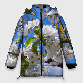 Женская зимняя куртка 3D с принтом Вишнёвый цвет в Новосибирске, верх — 100% полиэстер; подкладка — 100% полиэстер; утеплитель — 100% полиэстер | длина ниже бедра, силуэт Оверсайз. Есть воротник-стойка, отстегивающийся капюшон и ветрозащитная планка. 

Боковые карманы с листочкой на кнопках и внутренний карман на молнии | весна | вишня | лепестки | прикольные картинки | цветение | цветы