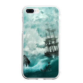 Чехол для iPhone 7Plus/8 Plus матовый с принтом Море в Новосибирске, Силикон | Область печати: задняя сторона чехла, без боковых панелей | Тематика изображения на принте: бочка | вода | волны | корабль | море | небо | новые | облака | океан | природа | шторм | якорь
