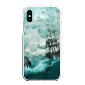 Чехол для iPhone XS Max матовый с принтом Море в Новосибирске, Силикон | Область печати: задняя сторона чехла, без боковых панелей | Тематика изображения на принте: бочка | вода | волны | корабль | море | небо | новые | облака | океан | природа | шторм | якорь
