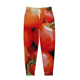 Мужские брюки 3D с принтом Томаты в Новосибирске, 100% полиэстер | манжеты по низу, эластичный пояс регулируется шнурком, по бокам два кармана без застежек, внутренняя часть кармана из мелкой сетки | дача | еда | зелень | красный | овощи | огород | помидоры | томаты
