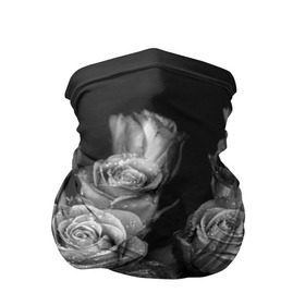 Бандана-труба 3D с принтом Черно-белые розы в Новосибирске, 100% полиэстер, ткань с особыми свойствами — Activecool | плотность 150‒180 г/м2; хорошо тянется, но сохраняет форму | букет | цветы