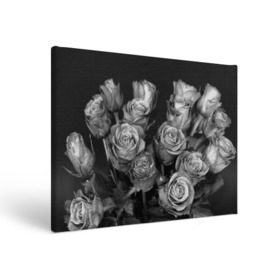 Холст прямоугольный с принтом Черно-белые розы в Новосибирске, 100% ПВХ |  | букет | цветы