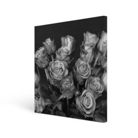 Холст квадратный с принтом Черно-белые розы в Новосибирске, 100% ПВХ |  | Тематика изображения на принте: букет | цветы