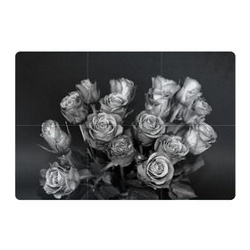 Магнитный плакат 3Х2 с принтом Черно-белые розы в Новосибирске, Полимерный материал с магнитным слоем | 6 деталей размером 9*9 см | Тематика изображения на принте: букет | цветы
