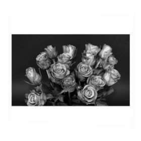 Бумага для упаковки 3D с принтом Черно-белые розы в Новосибирске, пластик и полированная сталь | круглая форма, металлическое крепление в виде кольца | Тематика изображения на принте: букет | цветы
