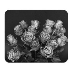 Коврик прямоугольный с принтом Черно-белые розы в Новосибирске, натуральный каучук | размер 230 х 185 мм; запечатка лицевой стороны | букет | цветы