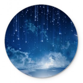 Коврик круглый с принтом Ночное небо и звёзда в Новосибирске, резина и полиэстер | круглая форма, изображение наносится на всю лицевую часть | звёзды | небо | ночной | облака | синий